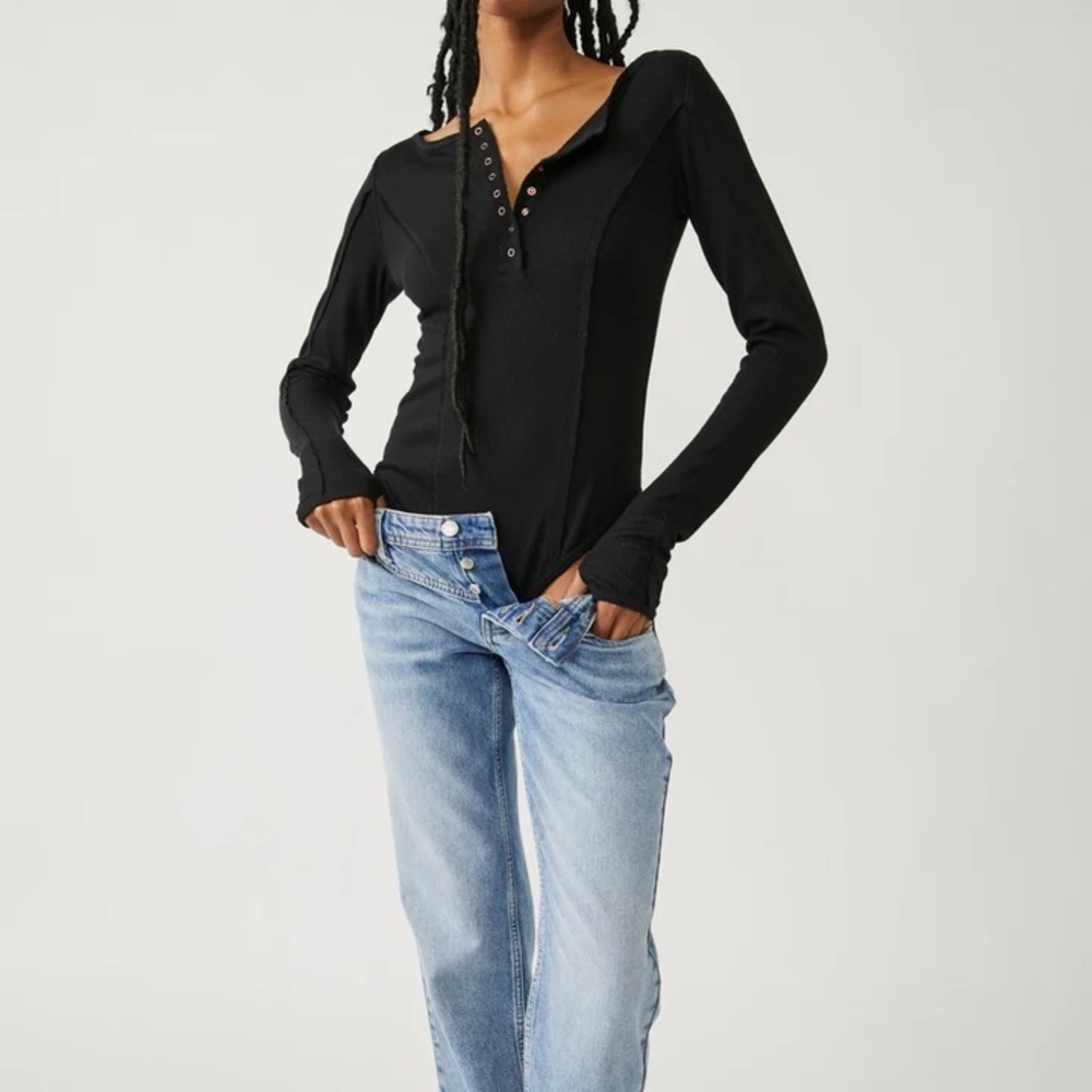 Free People Sloane Bodysuit in black